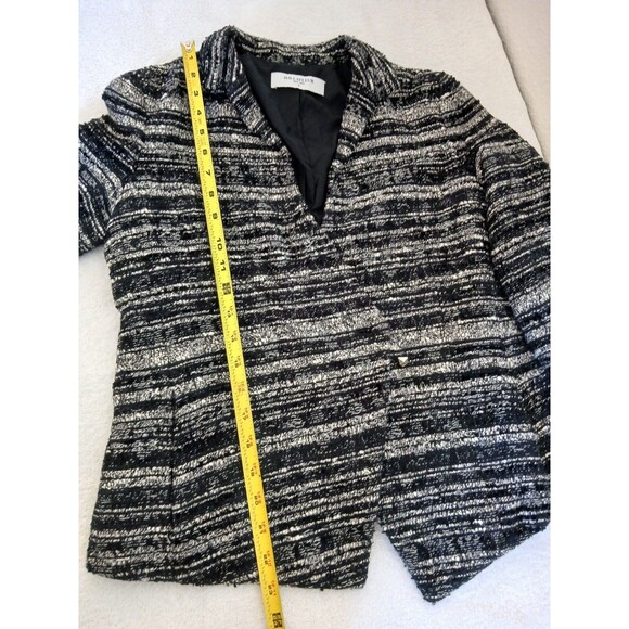 M.M. LaFLeur Blazer Size 4 Boucle One-button Asymmetric Hem Black White Office - Picture 14 of 16